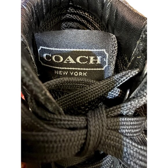 Coach Naples Black Metallic Signature Wedge Sneakers Size 6M Women’s High Top - Picture 14 of 16